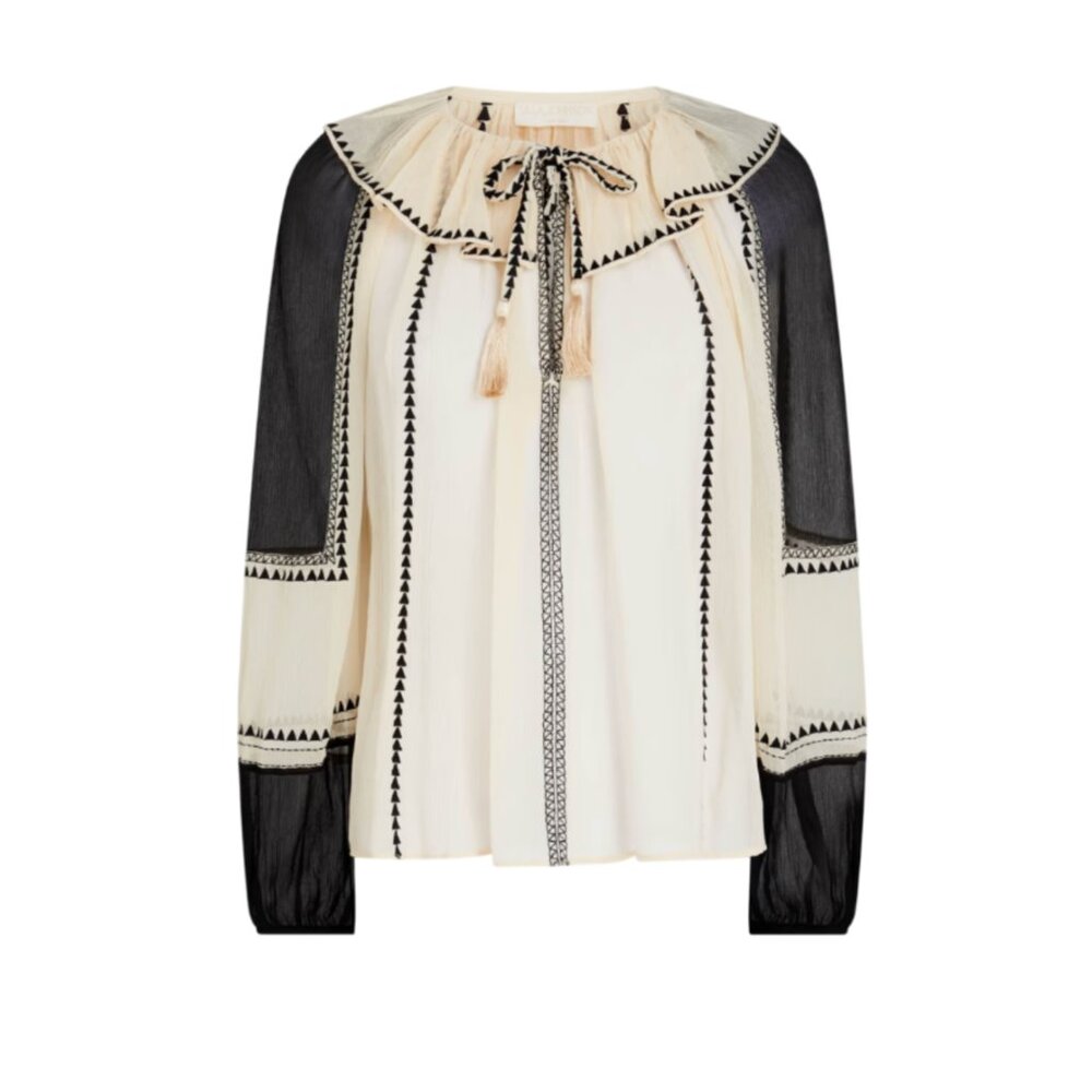 Ulla Johnson Cream and Black Peasant Blouse - Picture 13 of 13